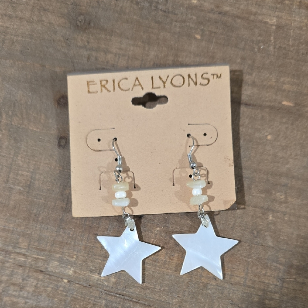 Erica Lyons White Star Dangle Earrings